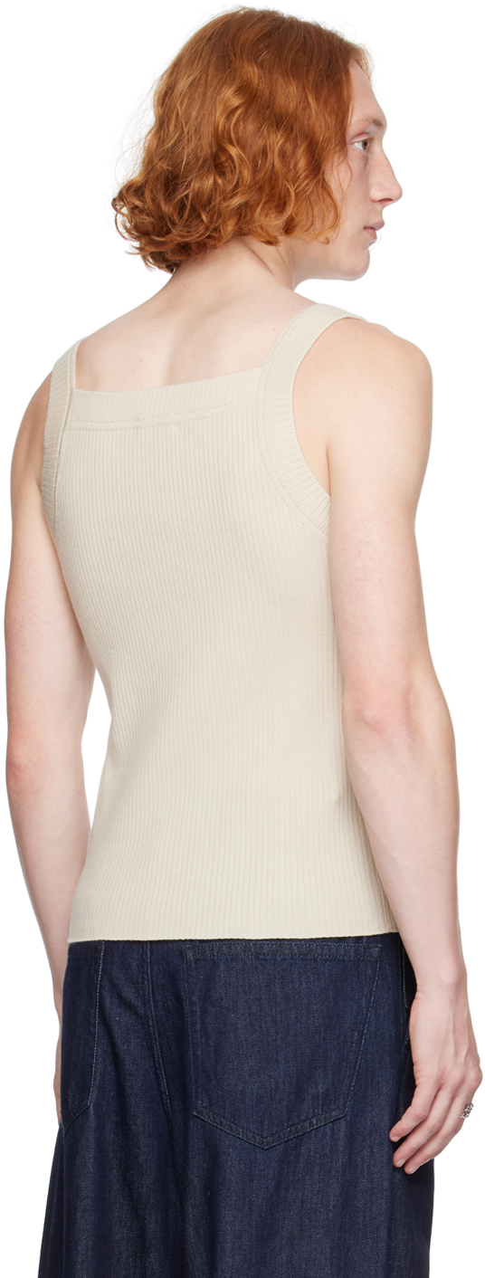 Dries Van Noten Off-white Square Neck Tank Top In 5 Ecru