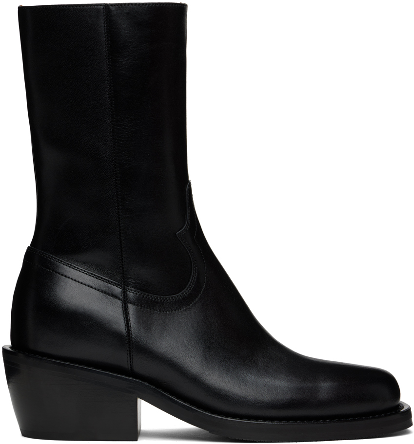 Dries Van Noten: Black Leather Boots | SSENSE