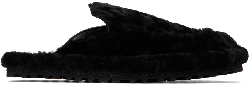 Black Shearling Slippers