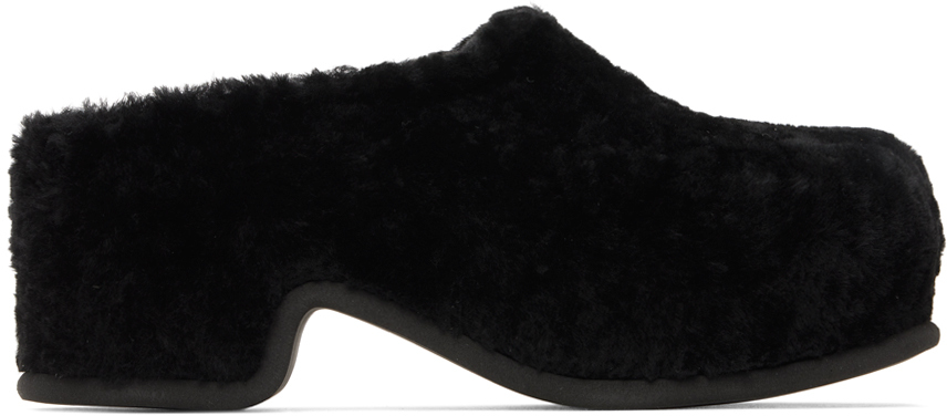 【関税込み】Dries Van Noten ブラック シアリング クロッグ Dries Van Notenのブラック シアリング クロッグがセール中