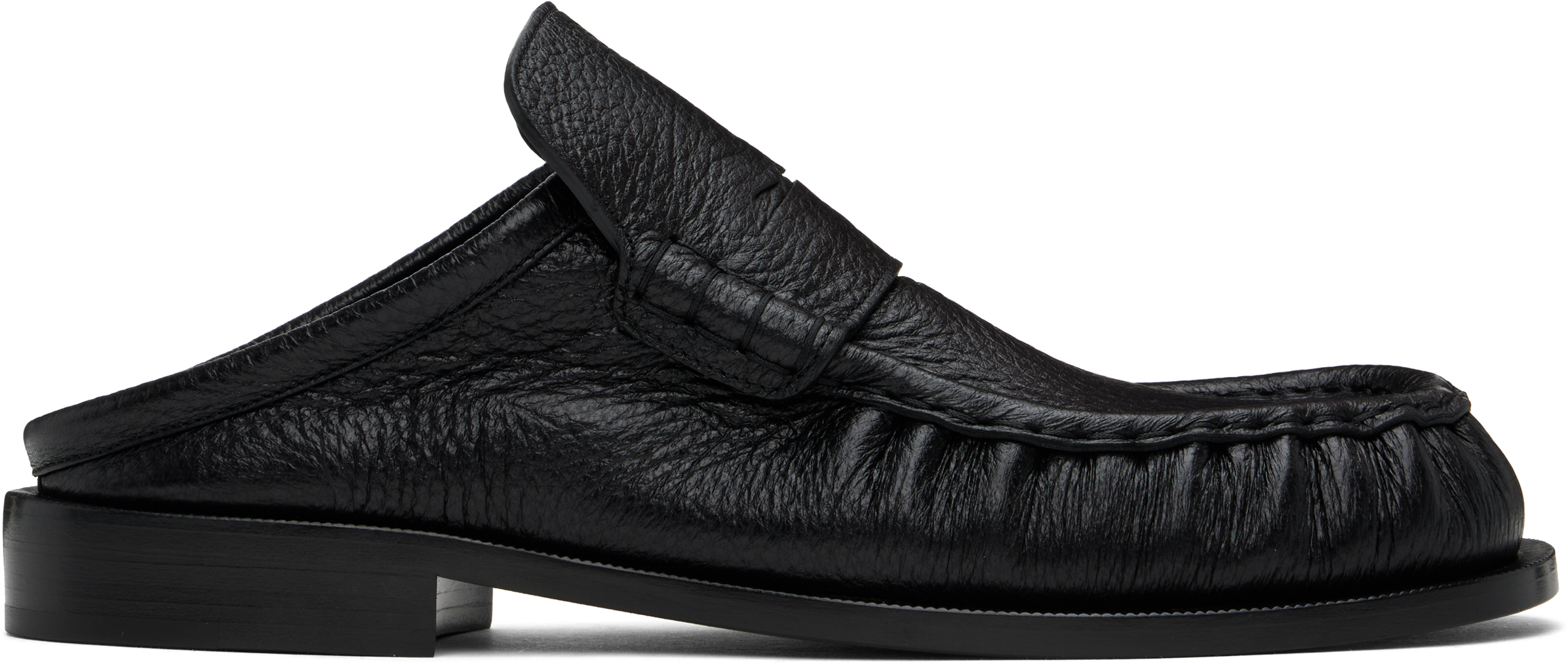 Black Leather Slip-on Loafers