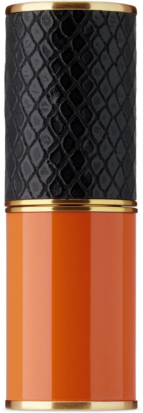 Black & Orange Clockwork Leather Refillable Lipstick Case by Dries