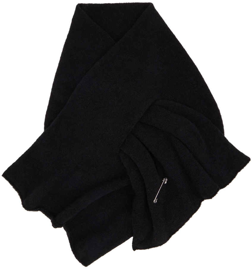 dries van noten black knit scarf