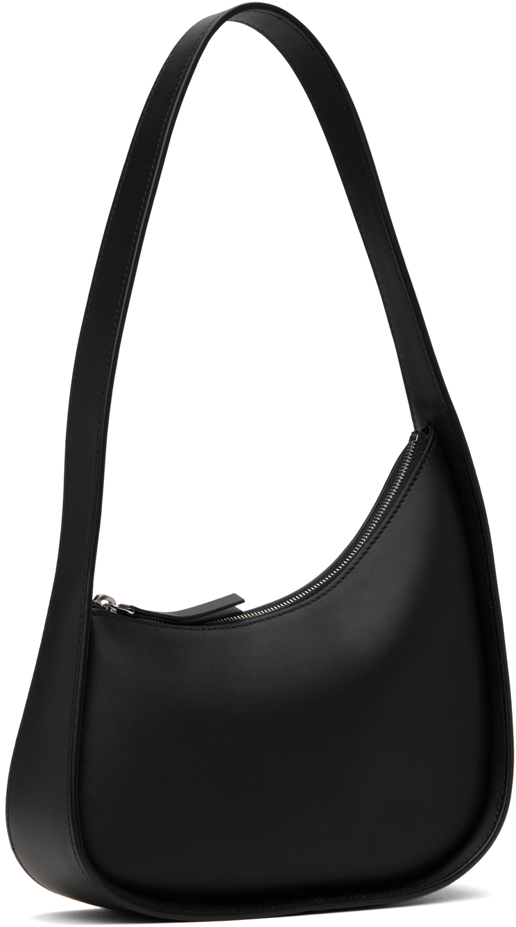 The Row Half Moon Leather Shoulder Bag In Blpl Black Pld