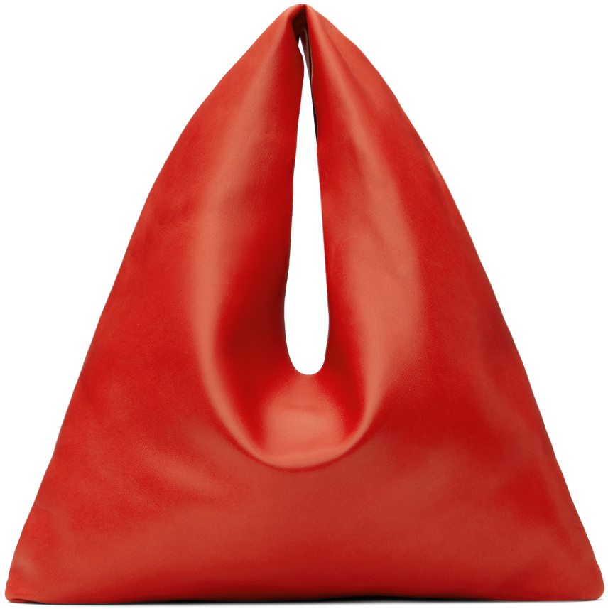 The Row Bindle Small Leather Tote Bag In Cra Candy Red Ans