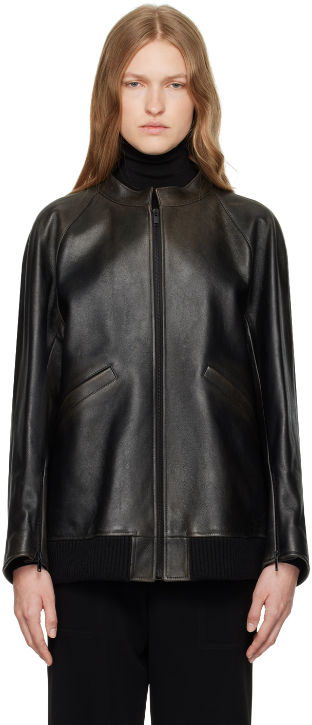 Shop The Row Brown Kengia Leather Jacket In Dbr Dark Brown