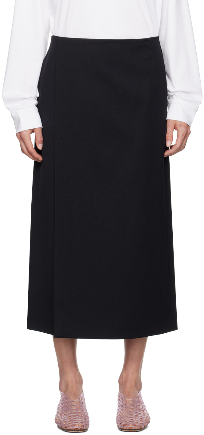 Shop The Row Navy Kavi Midi Skirt In Nvy Navy