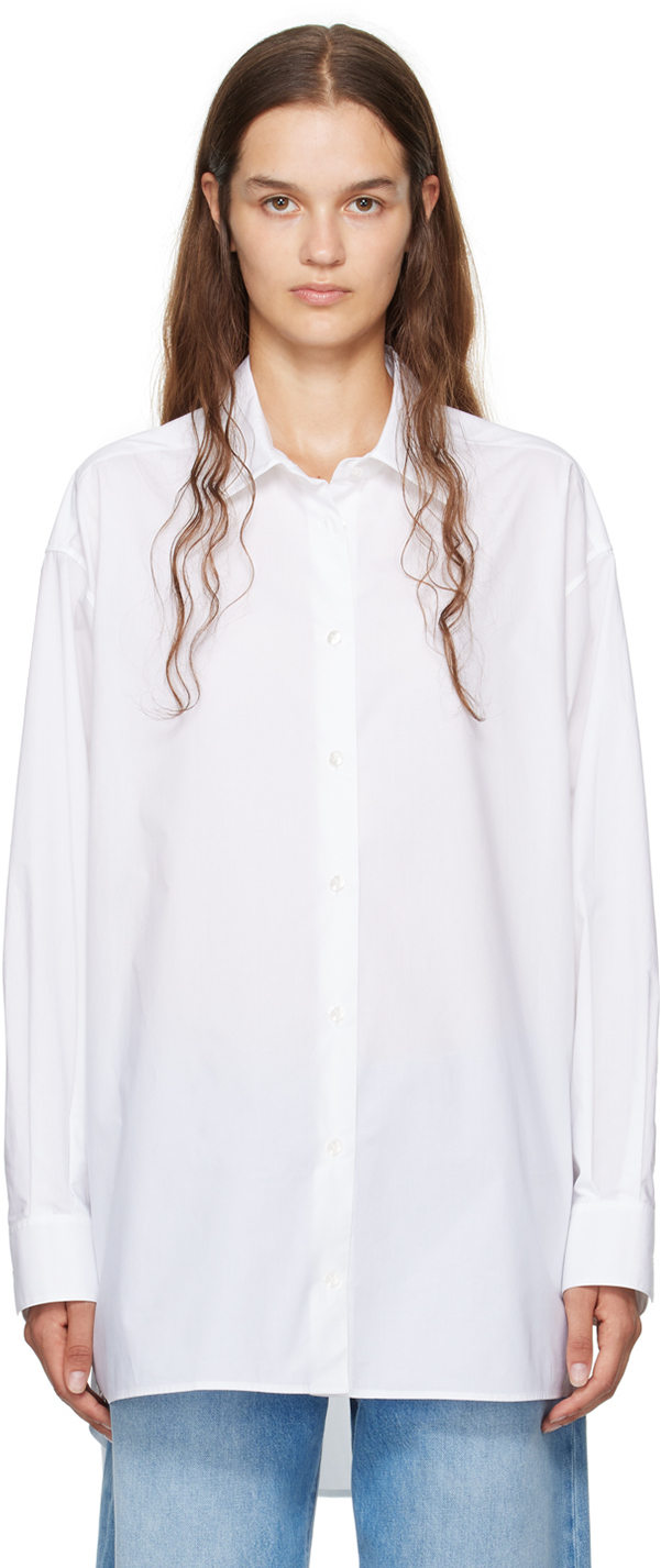 Shop The Row White Luka Shirt In Opw Optic White