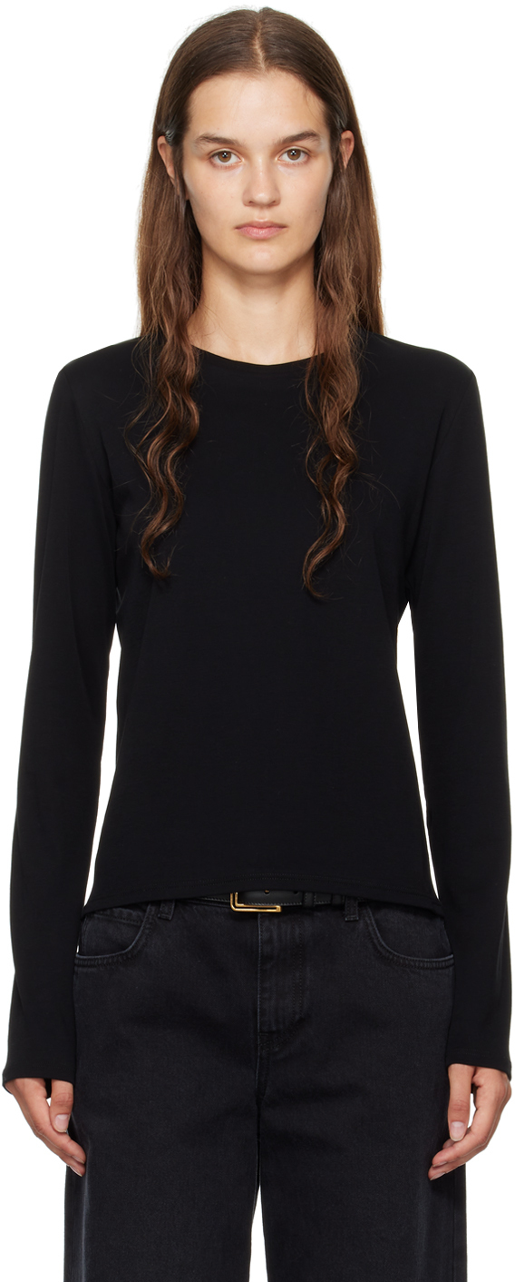 Shop The Row Black Sherman Long Sleeve T-shirt In Blk Black