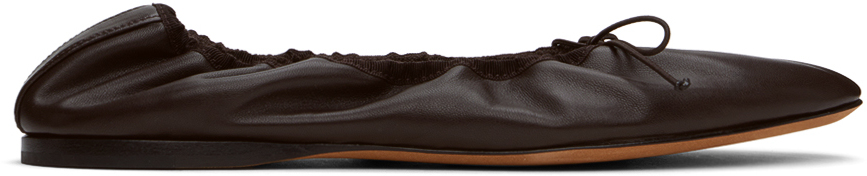 Shop The Row Brown Awar Ballerina Flats In Dbr Dark Brown