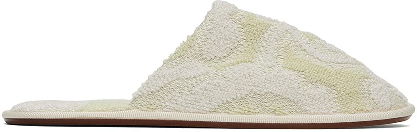 Shop The Row Green & Off-white Frances Slippers In Lfo Lime/fog