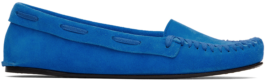 Shop The Row Blue Mabel Moc Loafers In Elbl Electric Blue