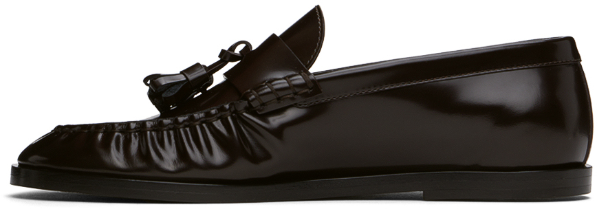 The Row Leather Loafers In Esp Espresso