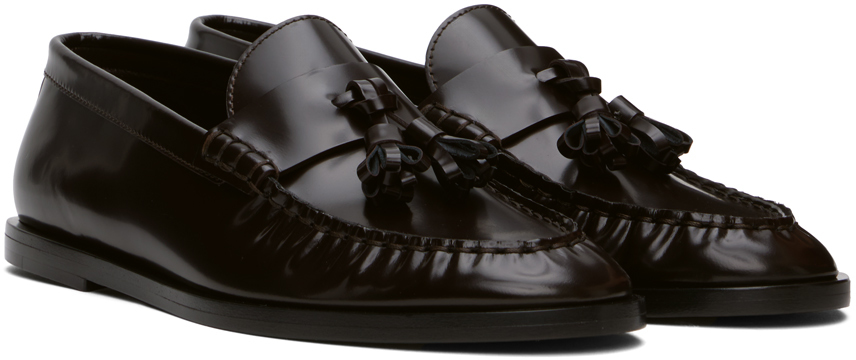 The Row Leather Loafers In Esp Espresso