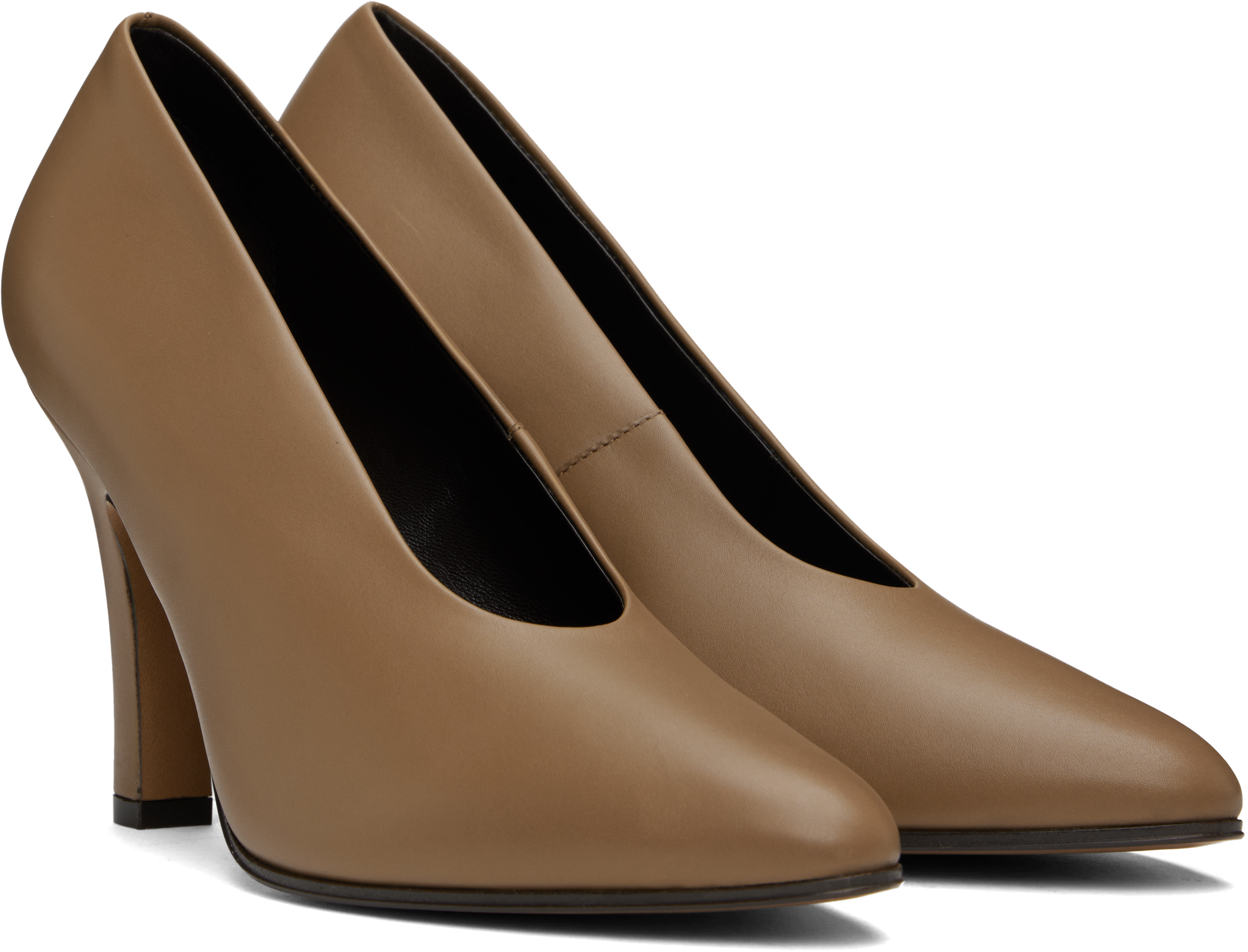 The Row 90mm Prudens Leather Pumps In Faw Fawn
