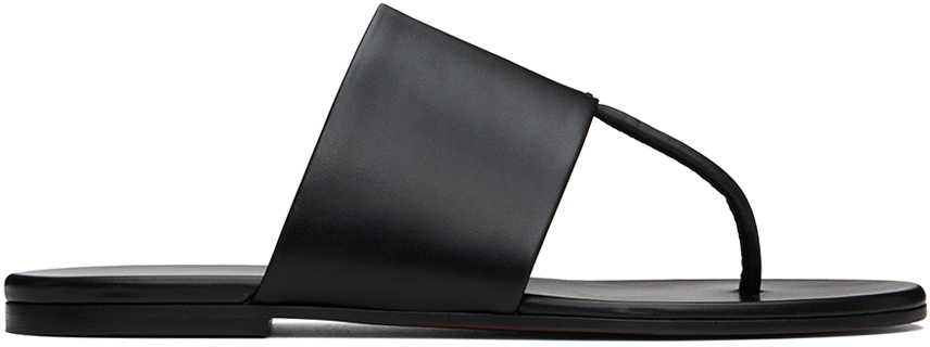 【THE ROW】 Signum レザー フラットサンダル Emiレザー製のフラットフォームサンダル ブラック – The Row