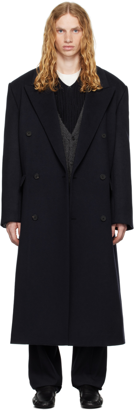 Navy Velasco Coat by The Row on Sale