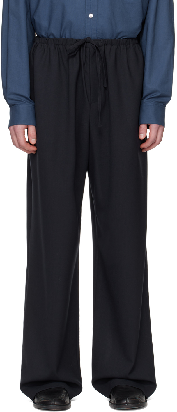 Shop The Row Navy Donatello Trousers In Nvy Navy