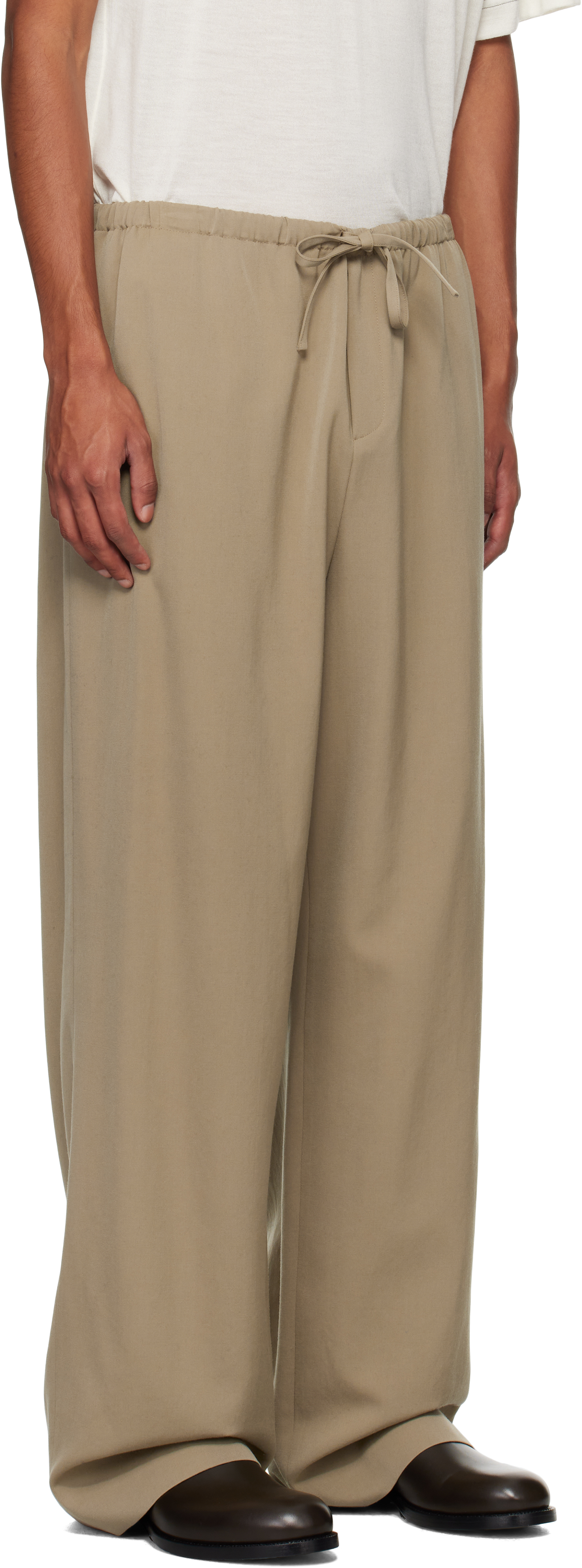 The Row Donatello Wool Wide-leg Pants In Gtp Grey Taupe