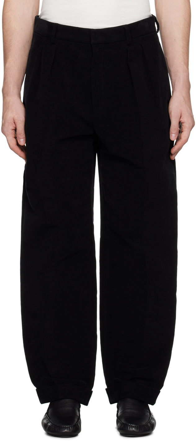 The Row Black Rolf Trousers In Blk Black