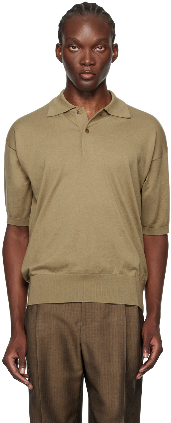 Shop The Row Khaki Tiago Polo In Khk Khaki