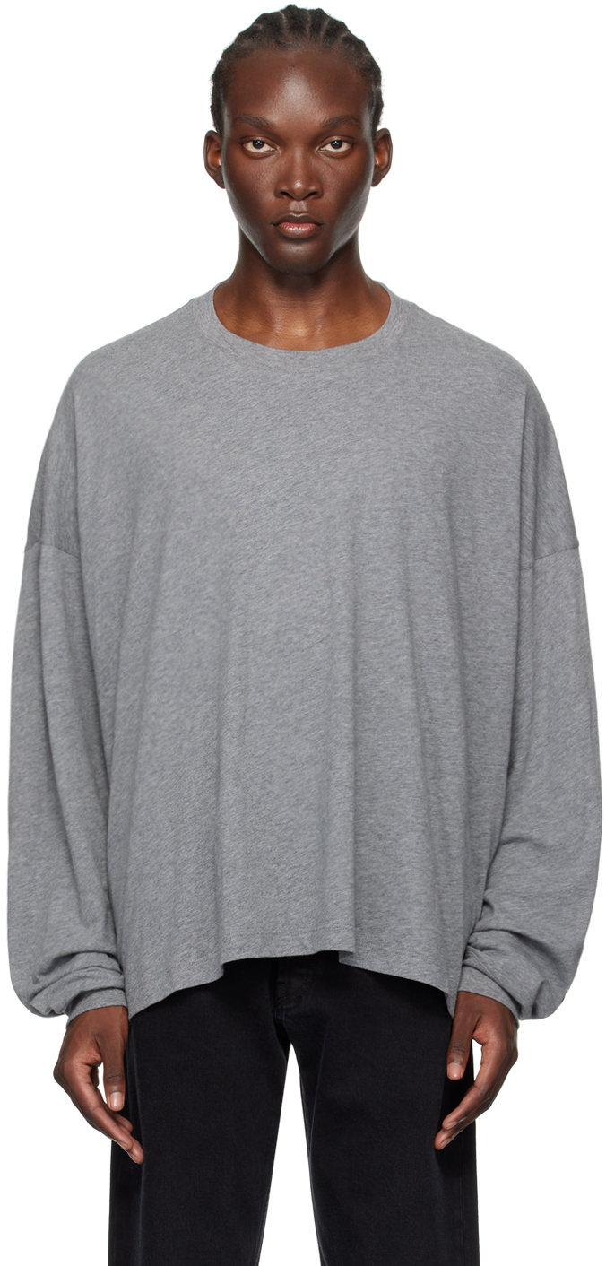 Shop The Row Gray Haru Long Sleeve T-shirt In Ptm Pietra Melange