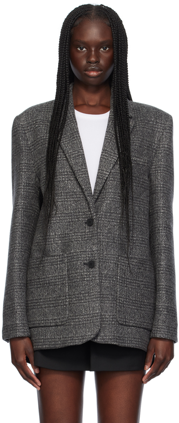 Shop The Garment Gray Brad Blazer In 942 Black/white Chec