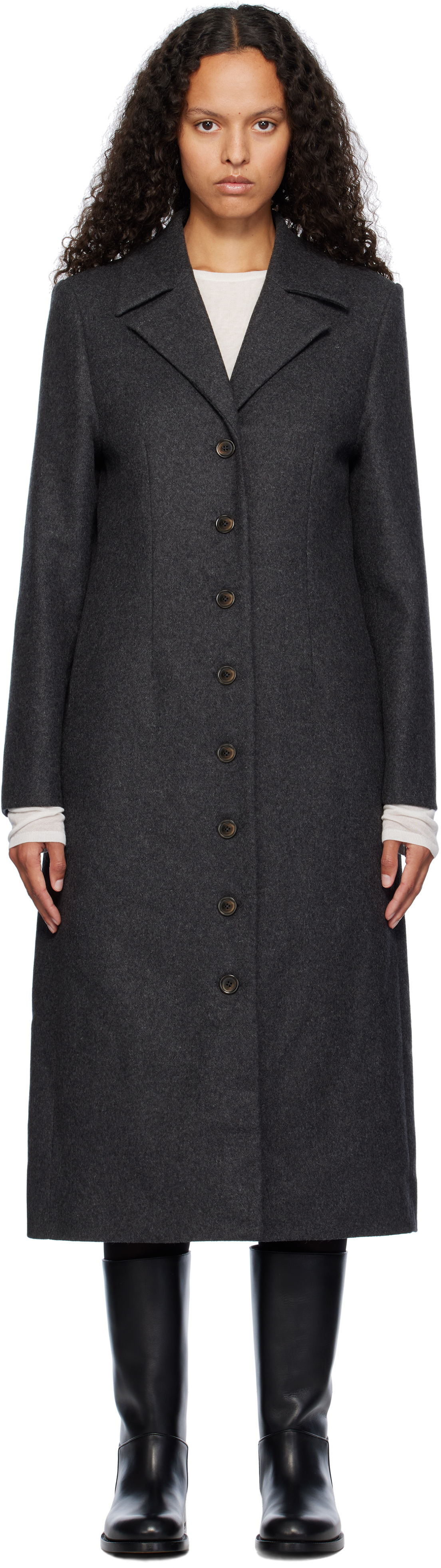 Shop The Garment Gray Manhattan Fitted Coat In 602 Grey Melange