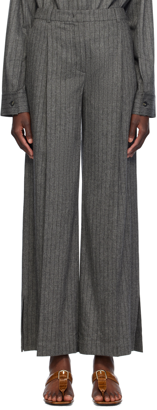 Shop The Garment Gray Tilda Trousers In 920 Grey/black Strip