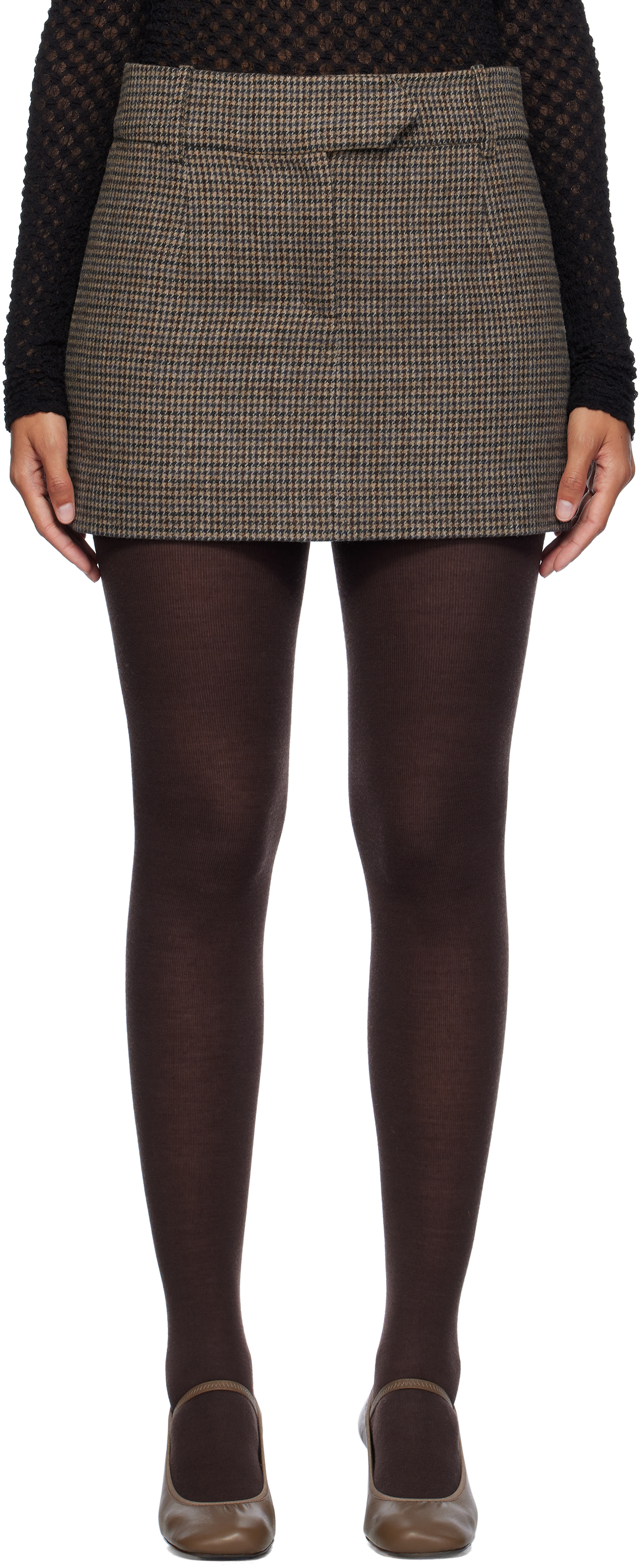 The Garment Brown Sion Miniskirt In 901 Mixed Brown Twee