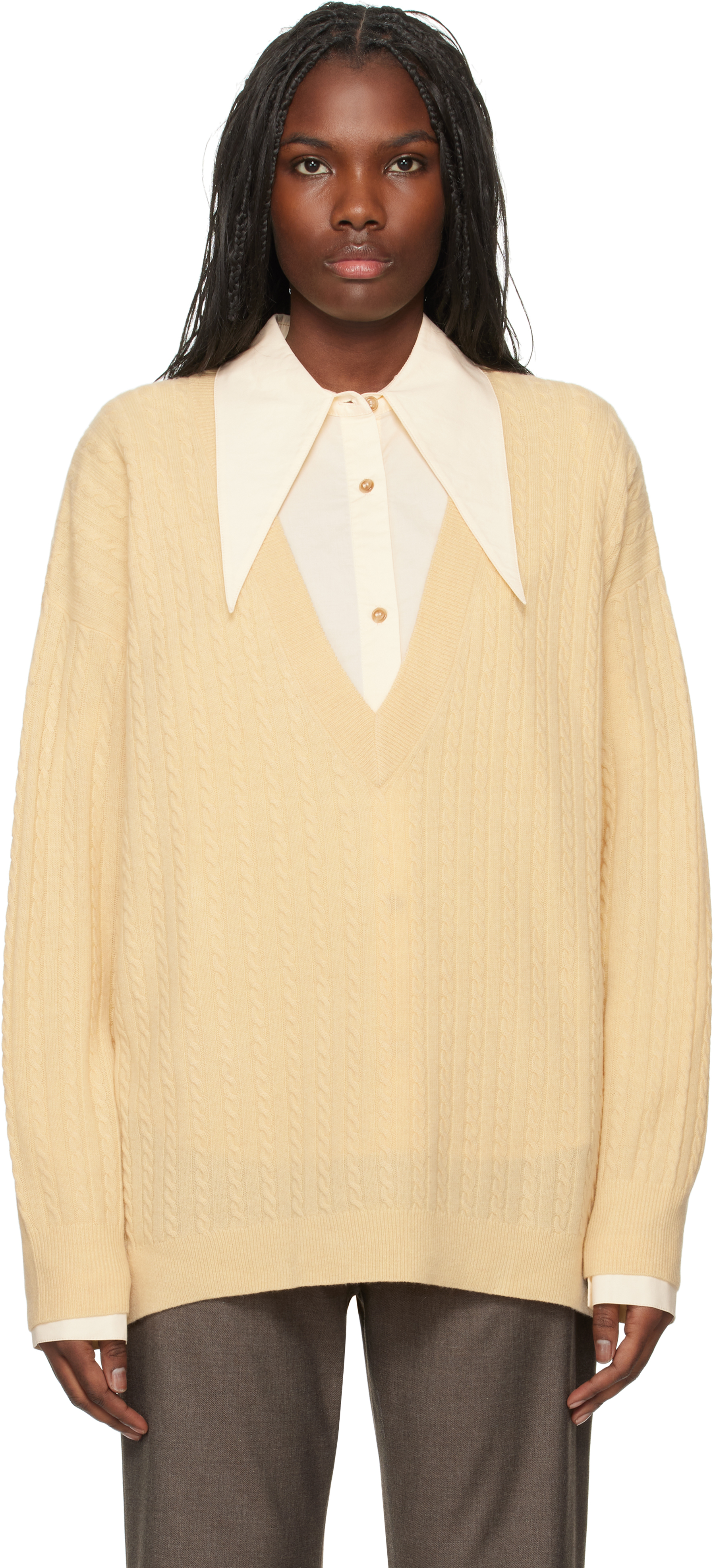 Shop The Garment Yellow Como Oversized V-neck Sweater In 213 Banana Milk