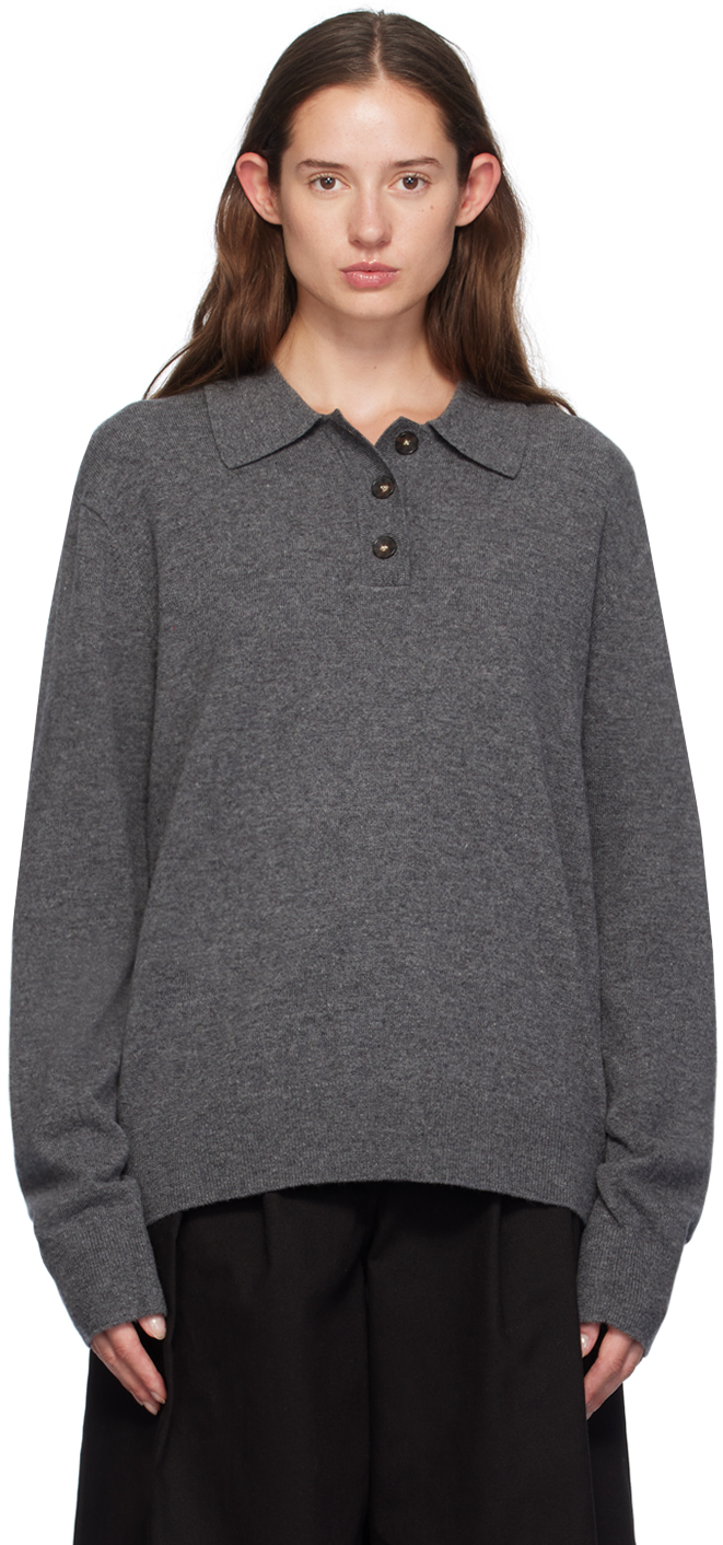 Gray Como Long Sleeve Polo