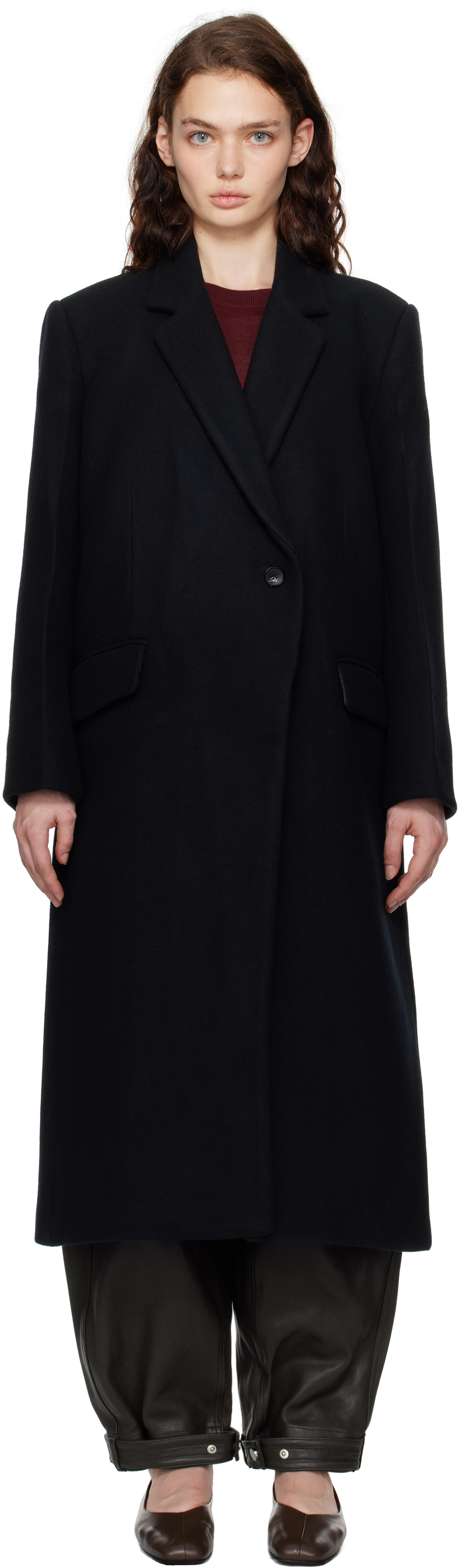 Black Single Button Coat