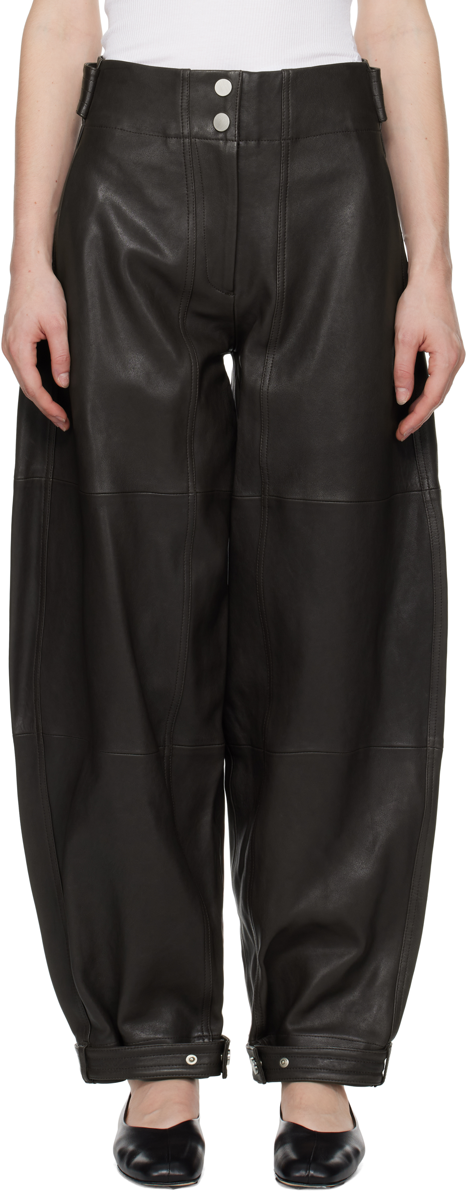 Brown Balloon Leather Pants