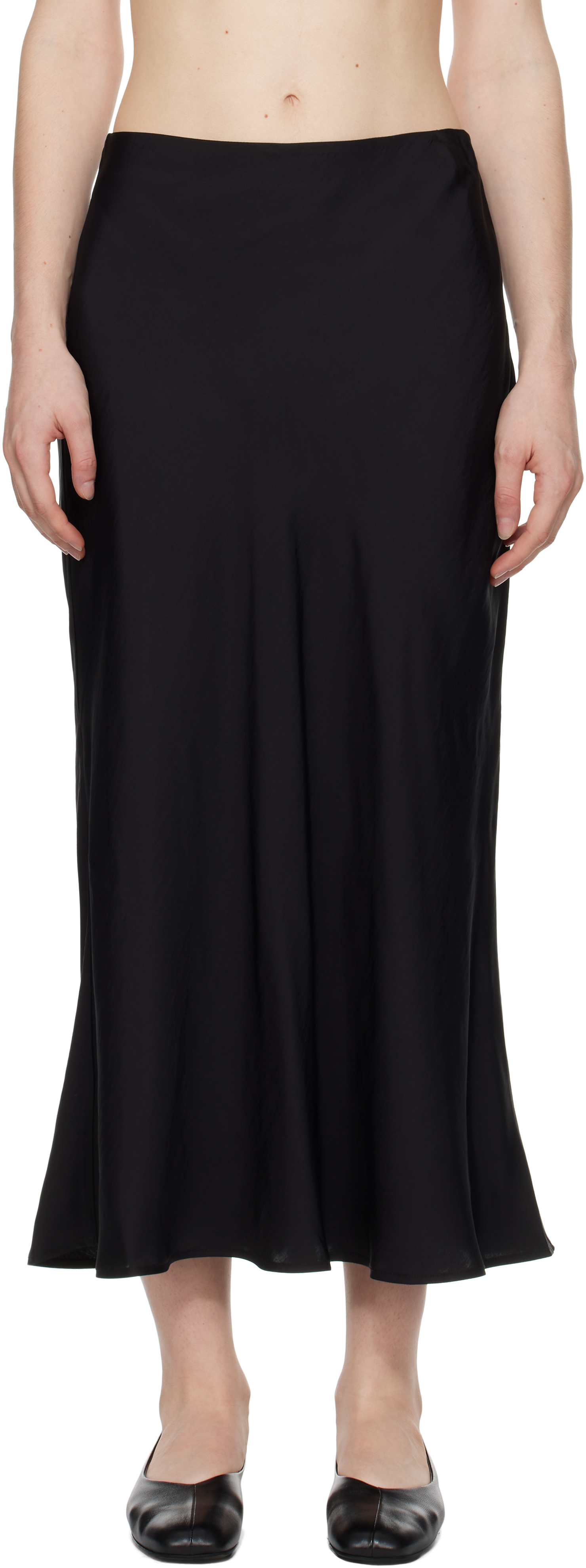 Black Slip Midi Skirt