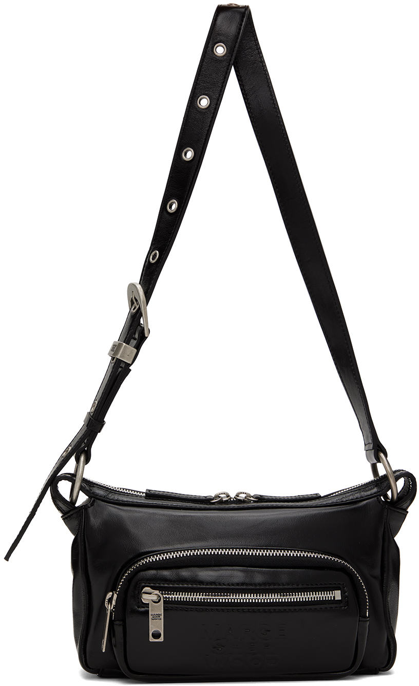 Shop Marge Sherwood Black Outpocket Mini Bag In Black Glossy Plain