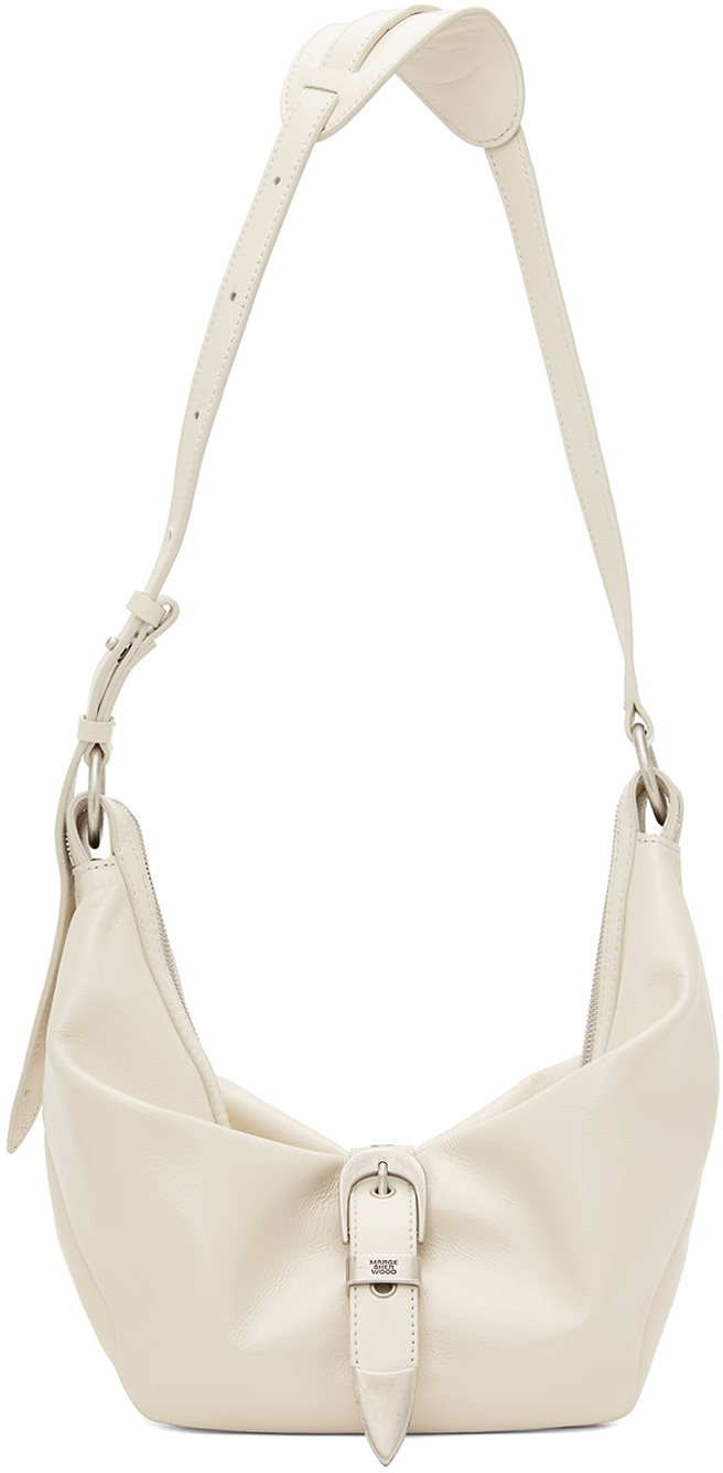 Shop Marge Sherwood オフホワイト ミディアム ベルト バッグ In Cream Glossy Plain