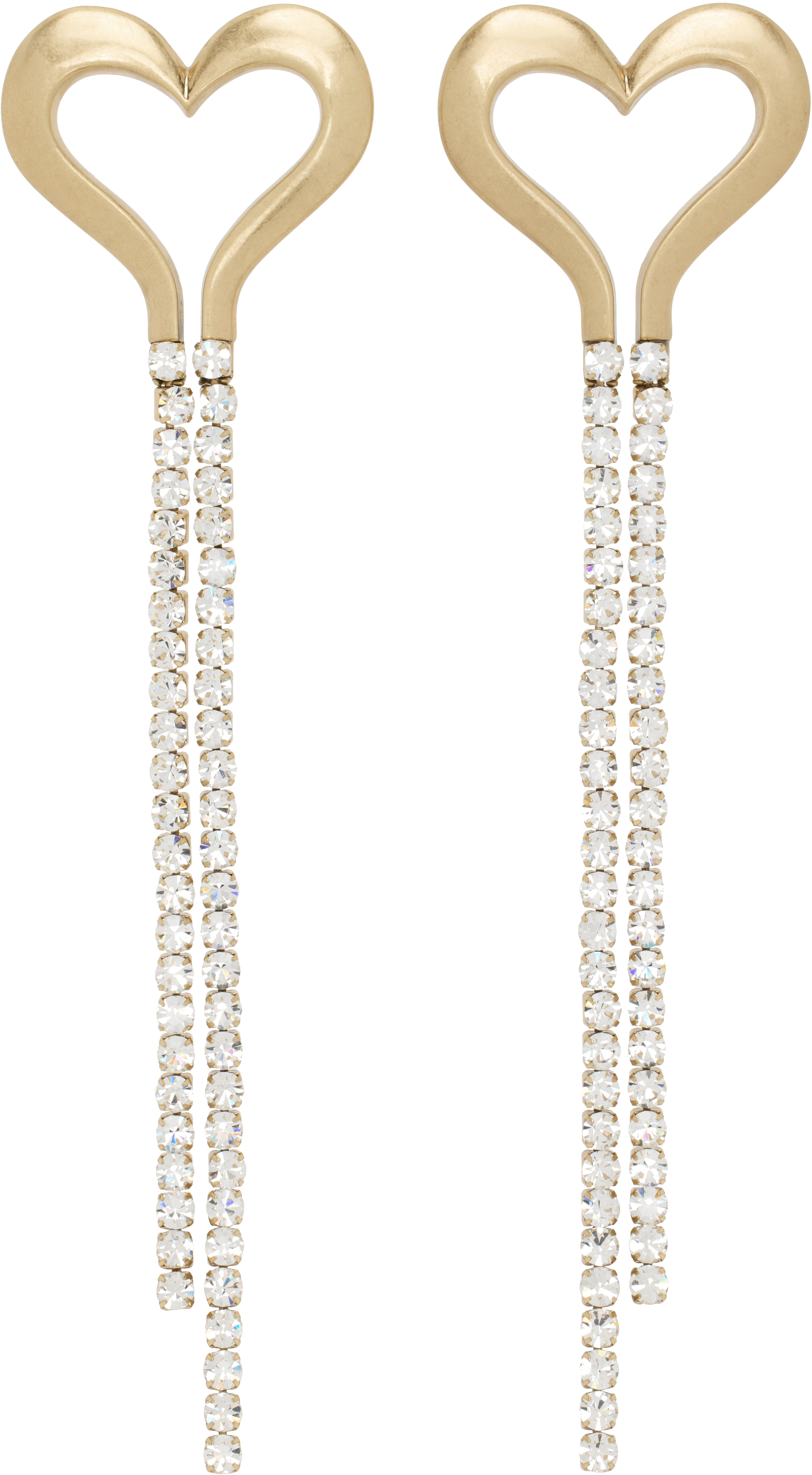 【AREA】ゴールド Crystal Heart Fringe ピアス AREA: ゴールド Crystal Heart Fringe ピアス | SSENSE 日本