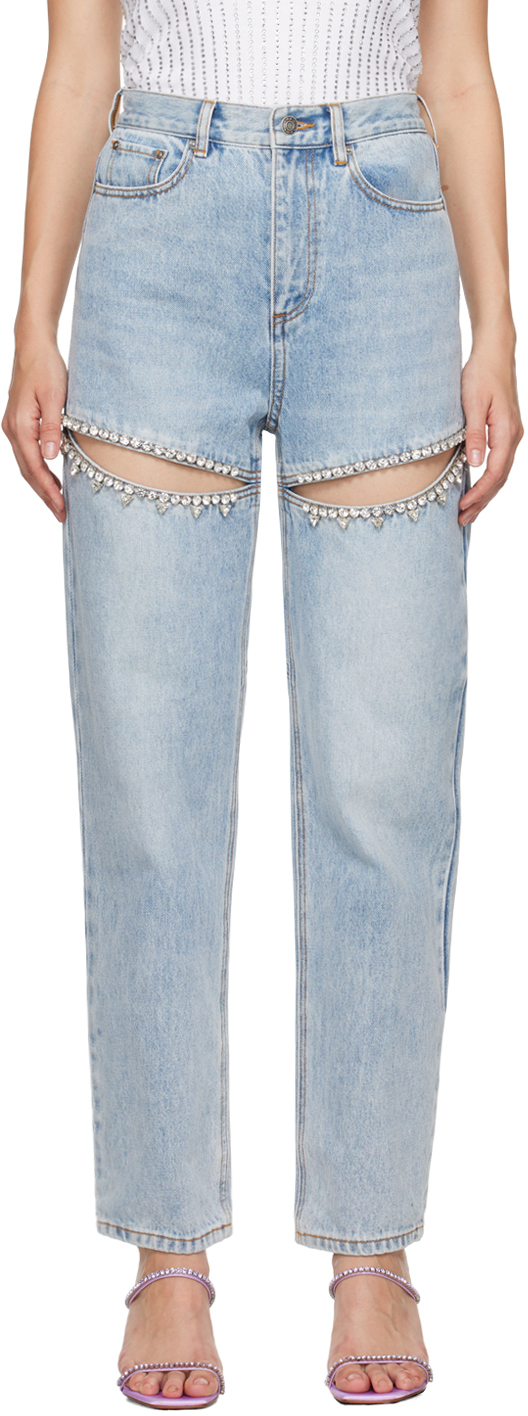 Blue Crystal Slit Jean