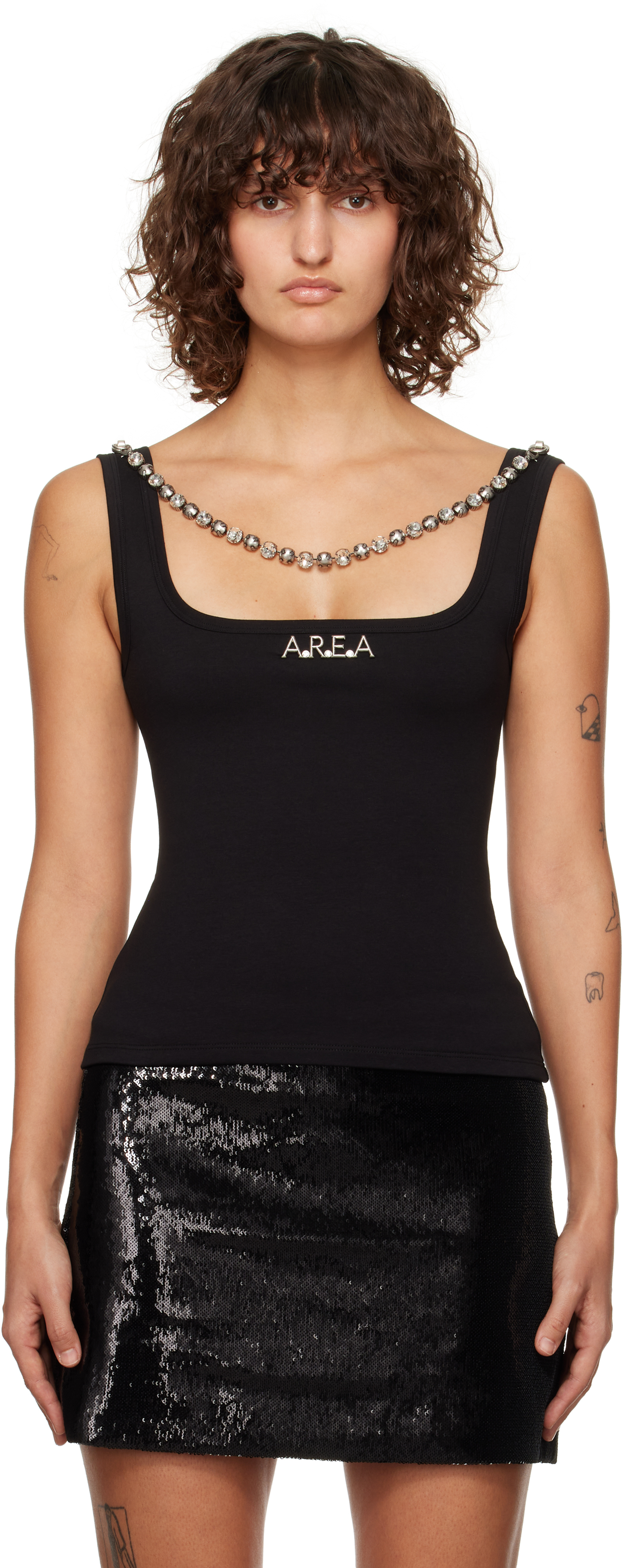 White 'AREA' Nameplate Tank Top