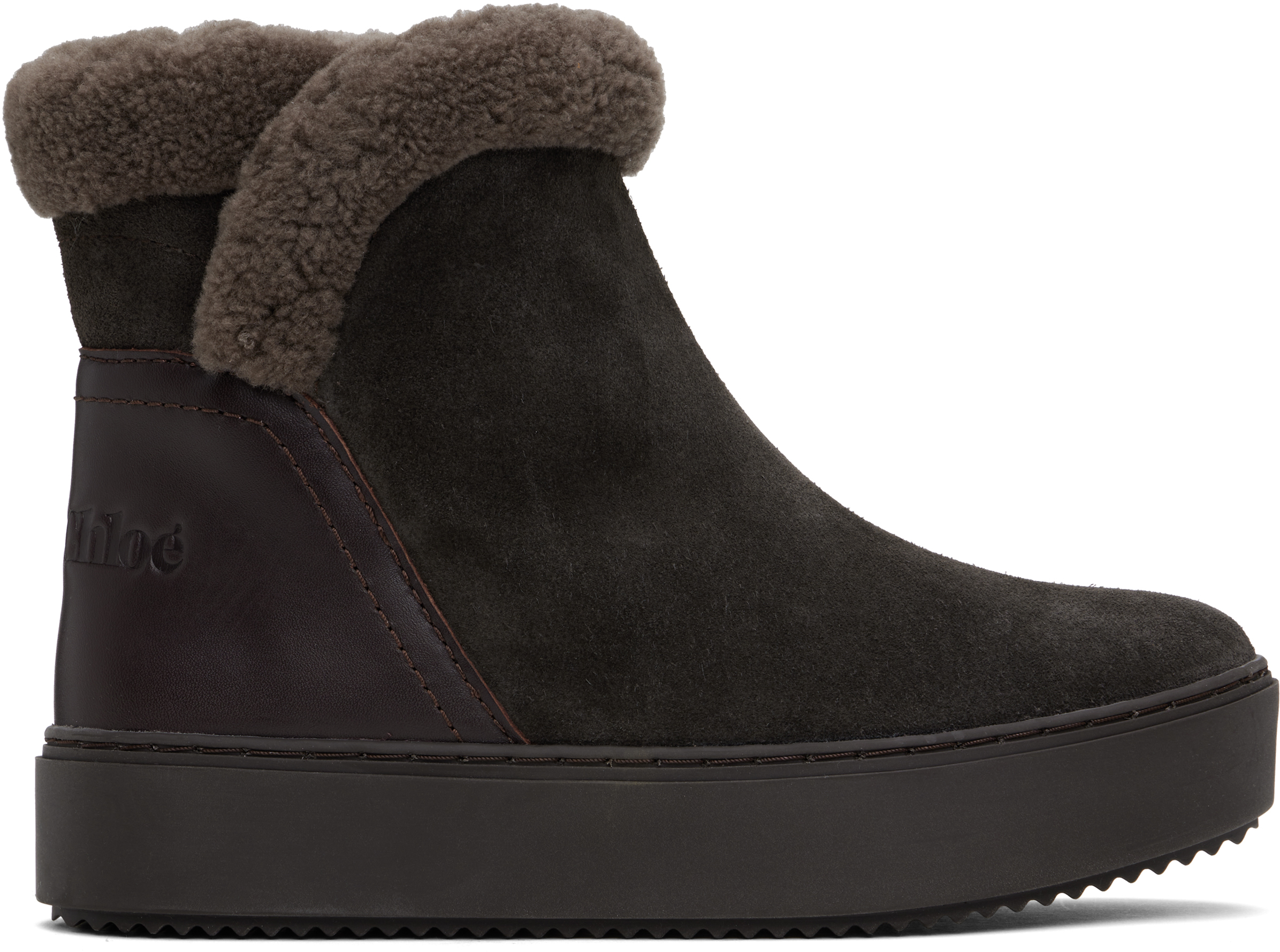 Shop See By Chloé Brown Juliet Ankle Boots In 021-dark Grey