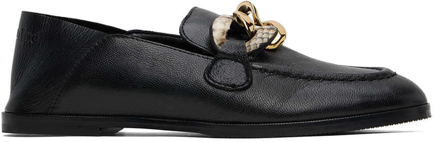 See by Chloé Black Chain Line Loafers