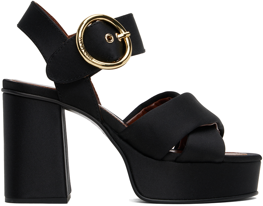 Shop See By Chloé Black Lyna Heeled Sandals In 999-black