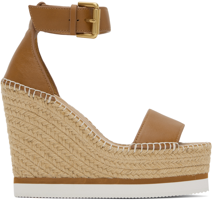 Shop See By Chloé Tan Glyn Espadrille Platform Sandals In 533-tan