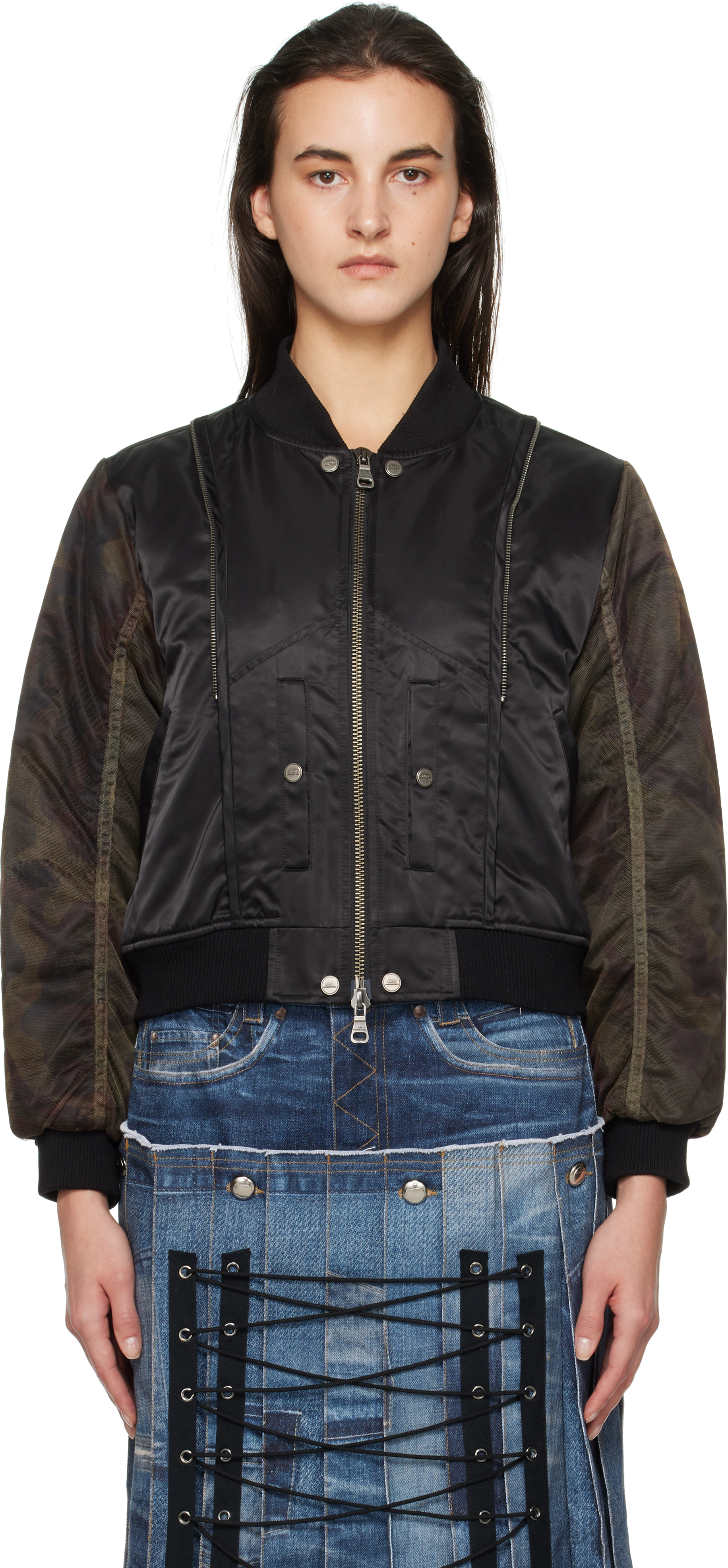 Shop Andersson Bell Black Mesh Sleeve Bomber Jacket
