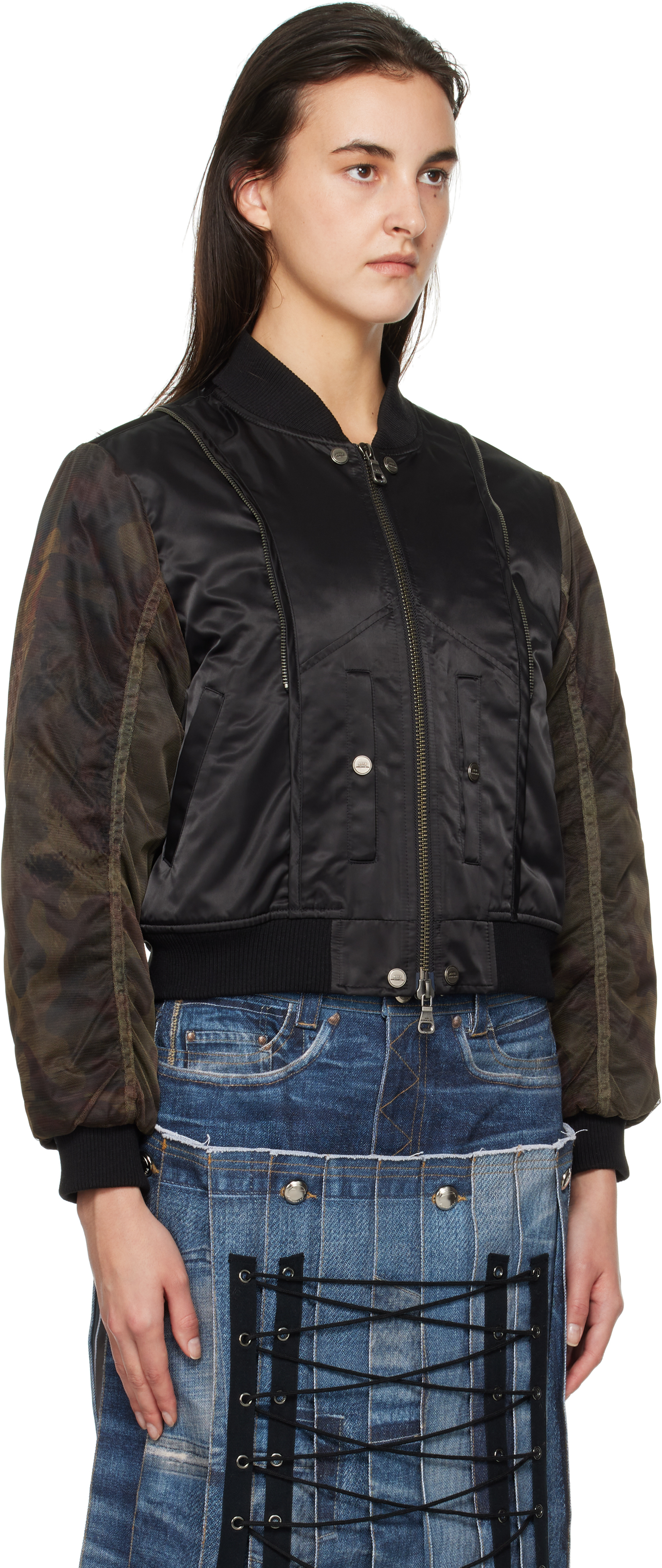 Shop Andersson Bell Black Mesh Sleeve Bomber Jacket