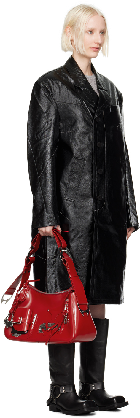Shop Andersson Bell Black Mauer Faux-leather Coat