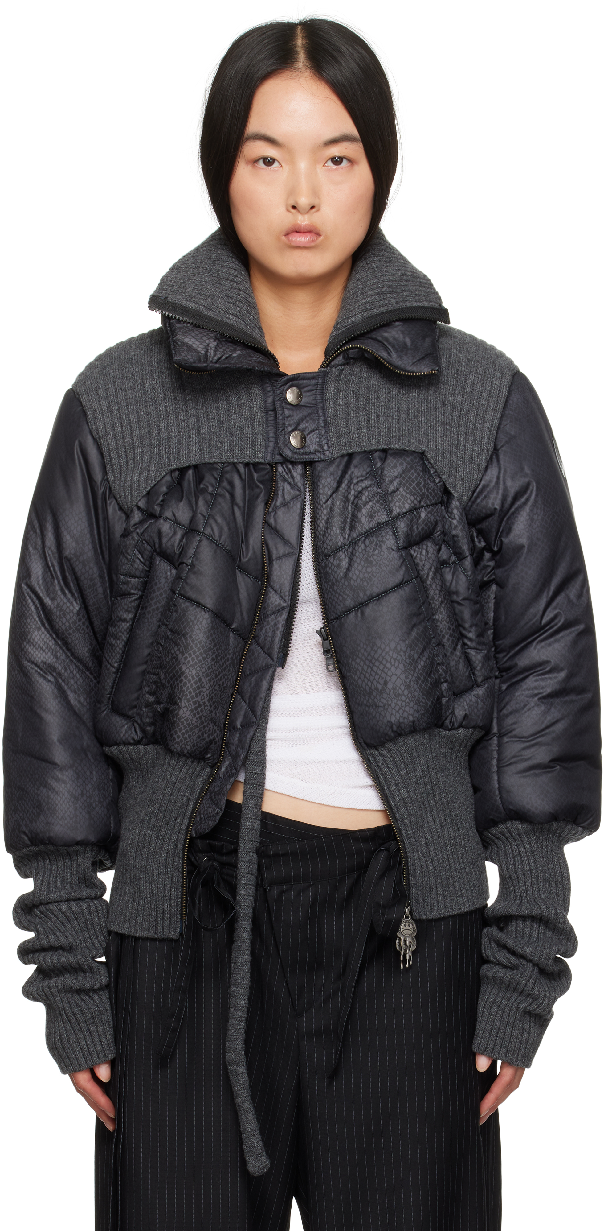 Andersson Bell Gray Ottolinger Edition Rib Point Puffer Jacket In Charcoal