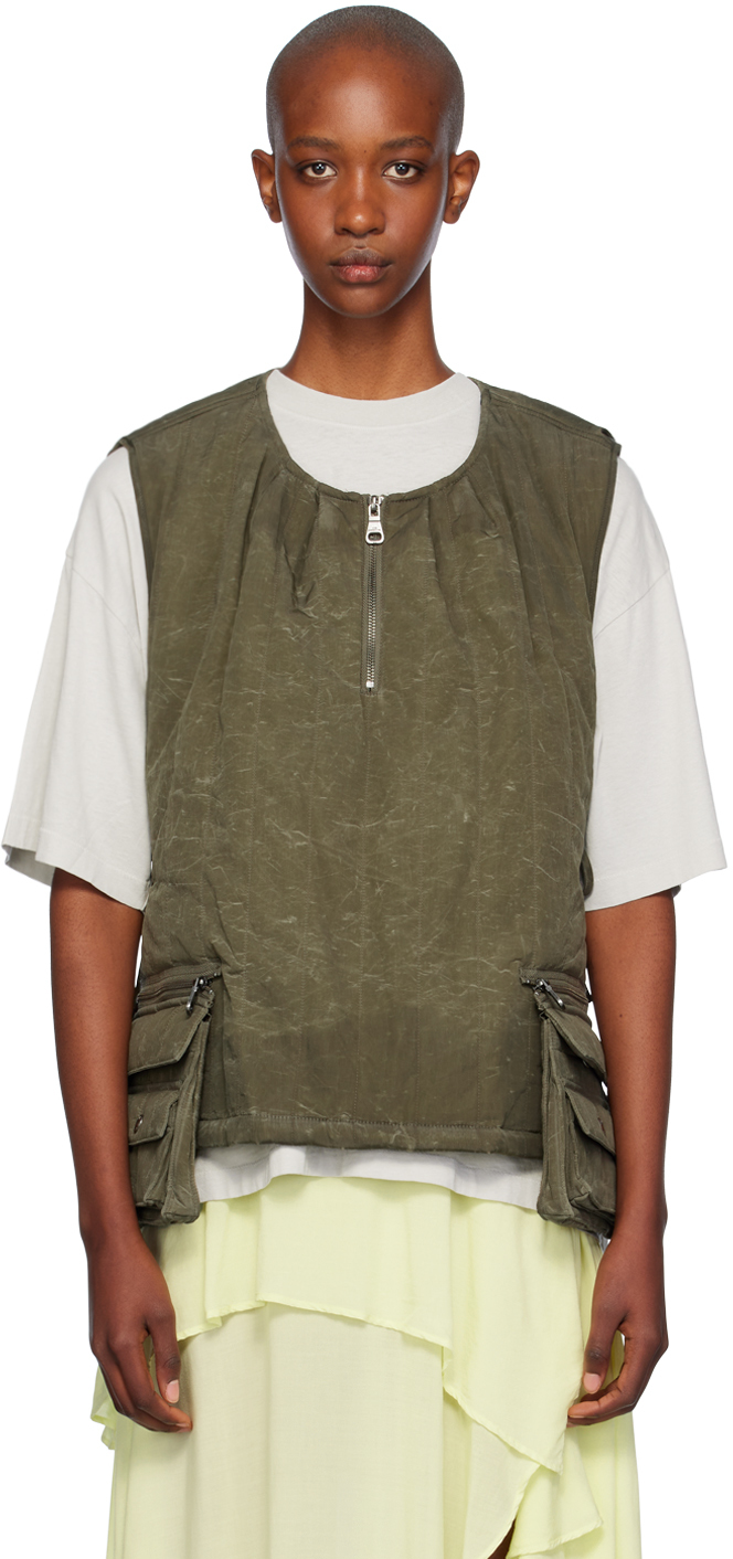 Khaki Padded Turtle Vest by Andersson Bell on Sale