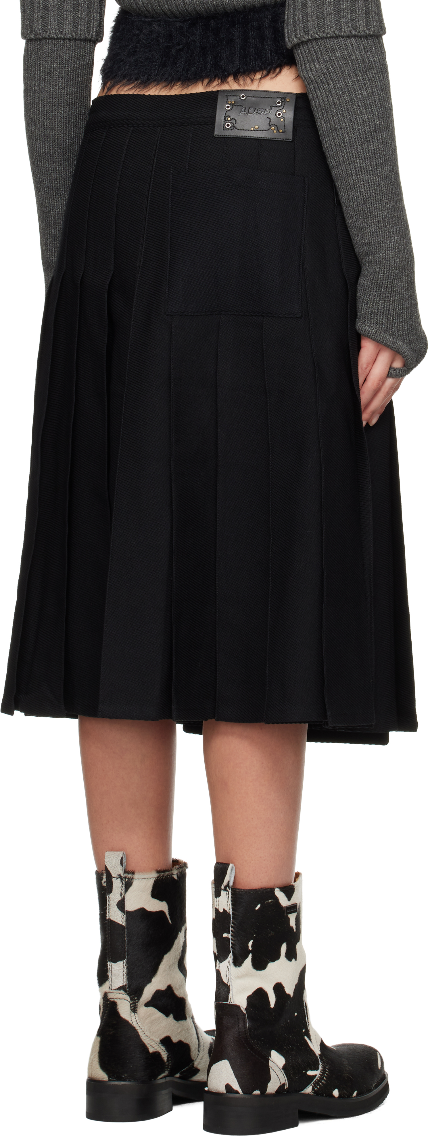 Andersson Bell Black Twill Wool Kilt Midi Skirt In Black